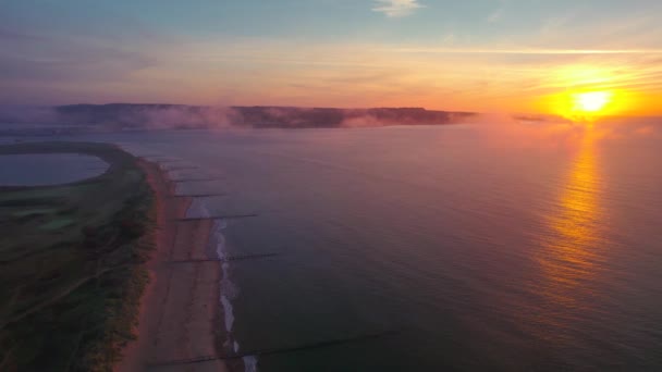 Sunrise Exmouth Dawlish Warren Beach Drone Devon England Europe — Stock video