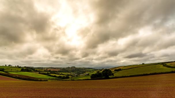 Dramatiska Moln Över Fälten Time Lapse Devon England Europa — Stockvideo