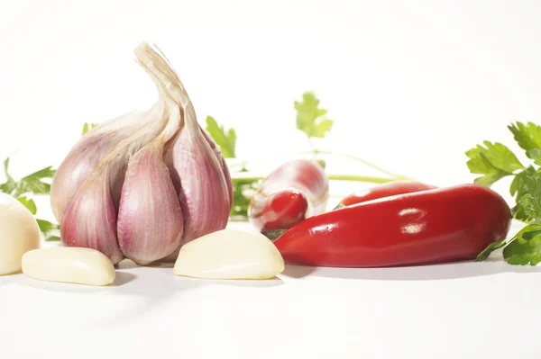 Chilischote und Knoblauch, Gemüse — Stockfoto