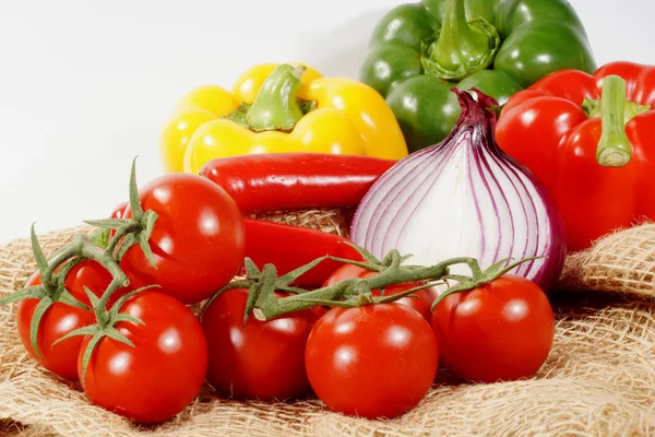 Mezcla verduras, tomate, cebolla, chile, pimienta — Foto de Stock