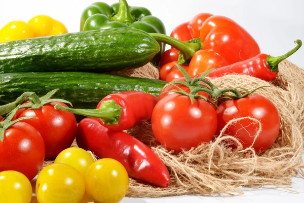 Mezcla verduras, tomate, cebolla, chile, pimienta — Foto de Stock