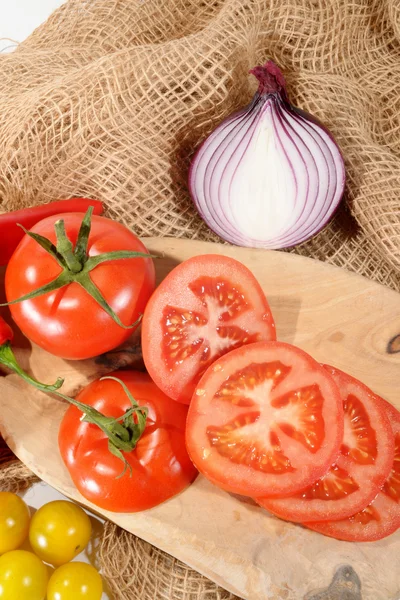 Mezcla verduras, tomate, cebolla, chile, pimienta — Foto de Stock