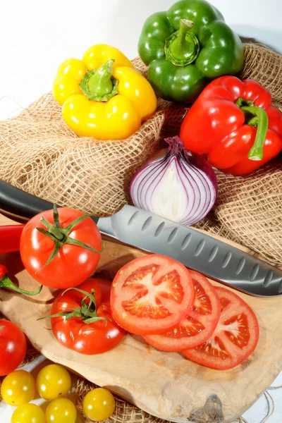 Mezcla verduras, tomate, cebolla, chile, pimienta — Foto de Stock