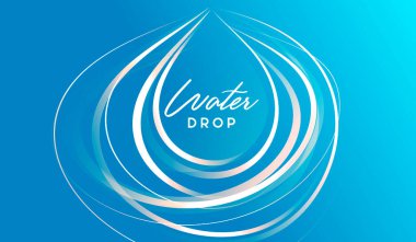 Beyaz çizgi çizgilerinden, soyut duvar kağıdı bileşiminden ya da kurumsal kimlikten oluşan su damlasının stilize edilmiş illüstrasyonu