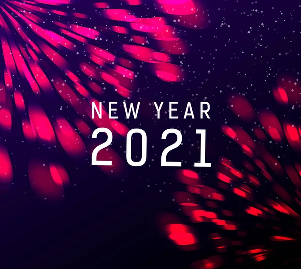 Happy New Year Greeting Card Blured Firework Red Pink Colors — 图库矢量图片