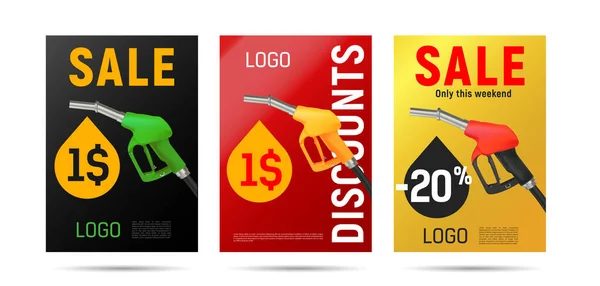 Cartaz Publicitário Para Desconto Gasolina Dólar Por Litro Com Ilustração —  Vetores de Stock