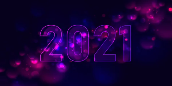 夜空に輝く空と2021年の数字で輝く新年の挨拶の背景 — ストックベクタ