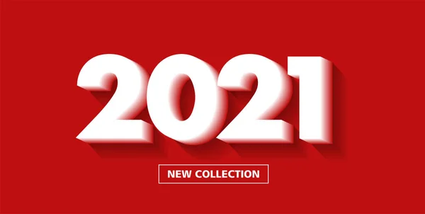 Novo cartaz de coleção com fundo vermelho brilhante e texto número branco 3d 2021 —  Vetores de Stock