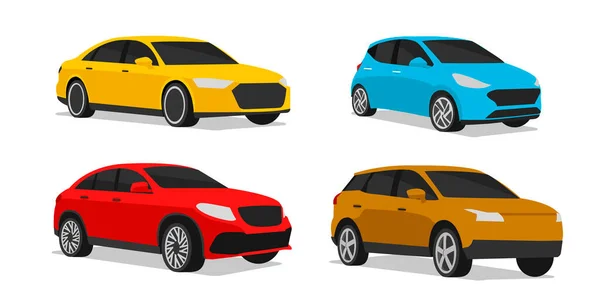 Set Gambar Mobil Dari Model Tipe Kendaraan Yang Berbeda Dengan - Stok Vektor