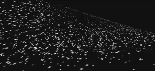 Abstract wit stof oppervlak gemaakt van deeltjesverlichting in donkere cyberspace, zwart-wit monochroom behang — Stockvector