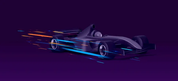 スーパーカースポーツボリッド 暗い背景に明るいスピードライトと動きの黒の自動車とWebバナー グラフィック要素のクリップ — ストックベクタ
