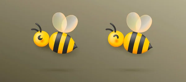 Ilustracja Wektorowa Pszczoły Przezroczystymi Skrzydłami Błyszcząca Ikona Narzędzia Samochodowego Izolowany — Wektor stockowy