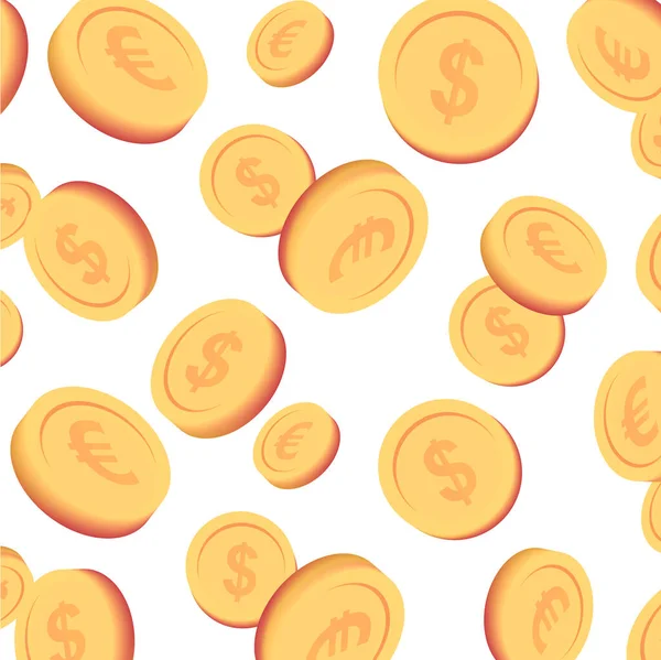 Фон Золотыми Монетами Евро Падающими Дождь Квадратная Композиция Векторная Иллюстрация — стоковый вектор