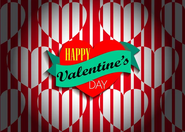 День святого Валентина полосатый фон с сердцем — стоковый вектор
