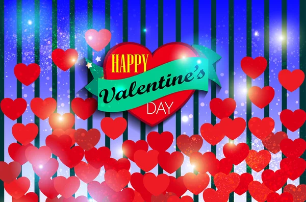 Valentine's day graphic background with hearts and stripes — Stock Vector