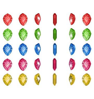 Spinning Gem Sprites, 6 renk. Dönen Mücevher Çizimi