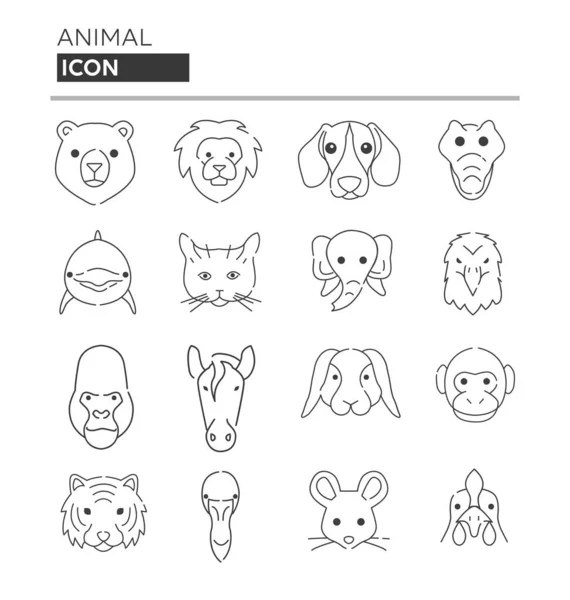 Linear Animal Icon Pack Animals Linear Icons Set — Stock Vector