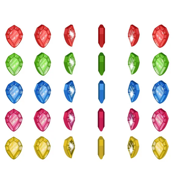 Spinning Gem Sprites, 6 renk. Dönen Mücevher Çizimi
