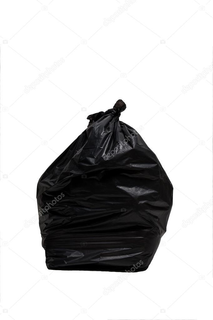 close up of a garbage bag on white background