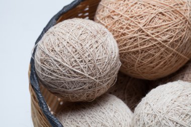 Pamuk yün sepeti, closeup topları