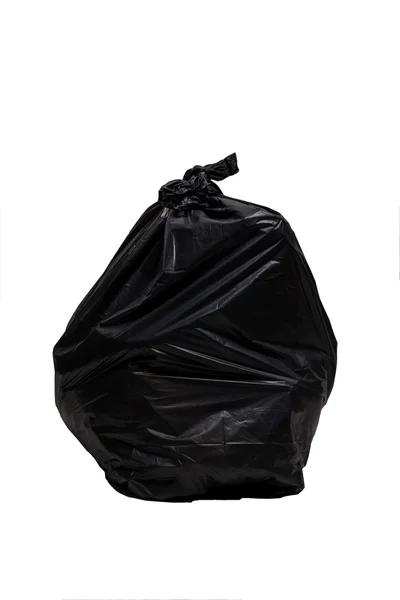 Beyaz zemin üzerinde bir çöp torbası, yakın çekim — Stok fotoğraf