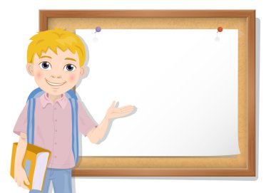 Kağıt ile öğrenci ve mantar pano