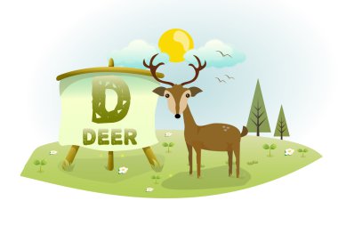 Komik karikatür alfabe D Deer ile