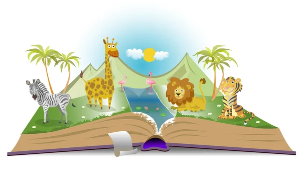 Book about wild animals — Stock Vector