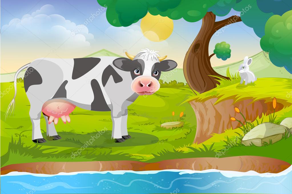 Cute cow and rabbit Stock Vector Image by ©sonar512 69332201