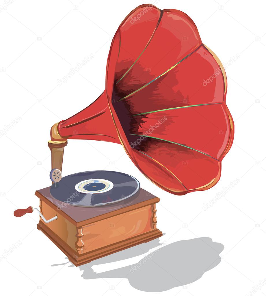 Old gramophone.  First music on vinyl.