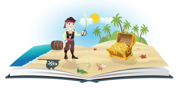 海盗和珍惜的书 — 图库矢量图片