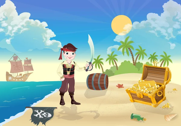 Młodego pirata i Wyspa Skarbów — Wektor stockowy