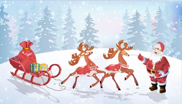 Noel baba vardır koşum takımı onun reindeers yakın