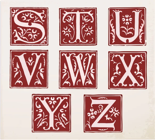 Vector set of letters in the old vintage style. Part 4. — Stock Vector