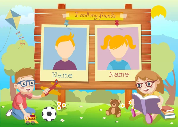 Yıllık anaokulu çocuk ve iki resim ile için