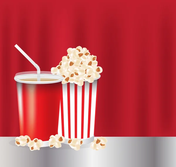 Ein Popcorn und ein Getränk — Stockvektor