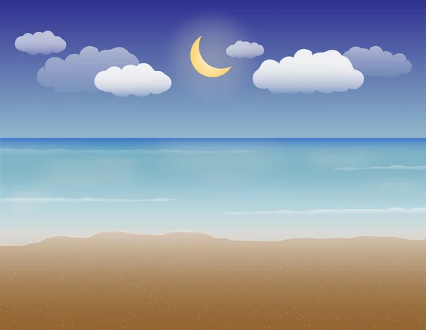 Zee zand en nachtelijke hemel — Stockvector