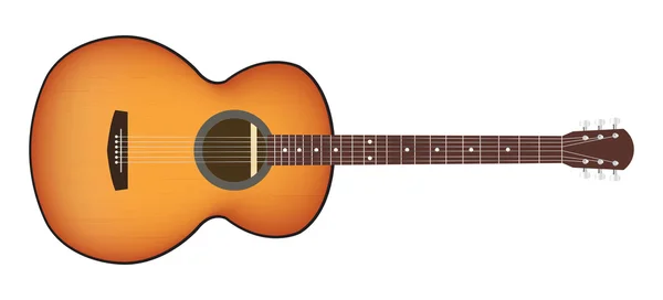 Uma guitarra acústica sobre fundo branco —  Vetores de Stock
