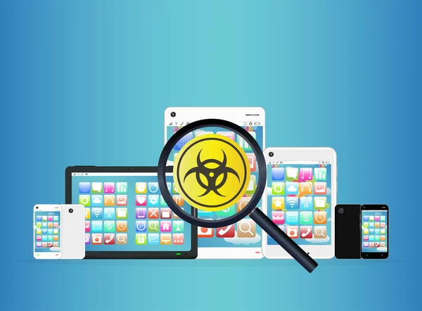 Smartphone et tablette détecté virus — Image vectorielle