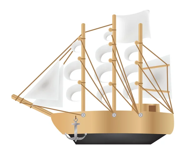 Galeón sobre fondo blanco — Vector de stock