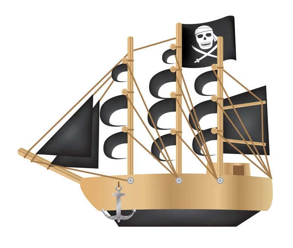 Un galeón pirata sobre un fondo blanco — Vector de stock