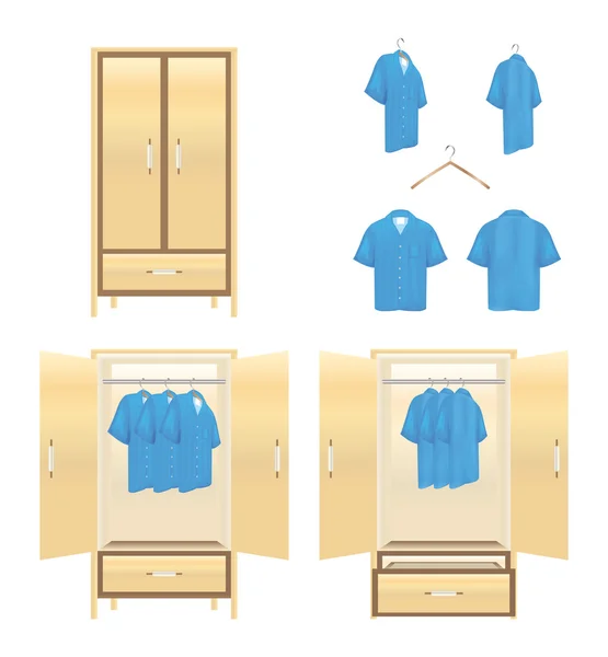 Wardrobe with shirt on a white background — Stock Vector