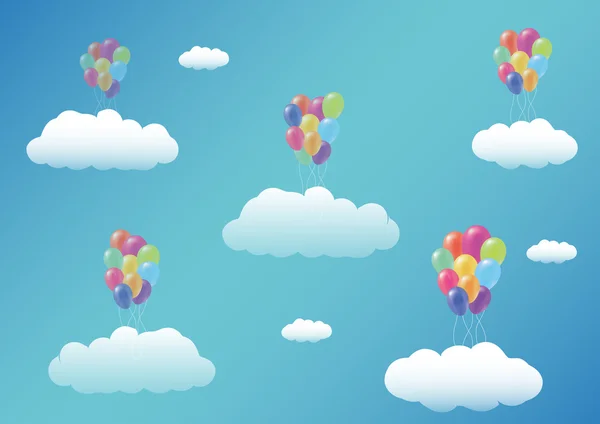 Pływające balon chmura na tle nieba — Wektor stockowy