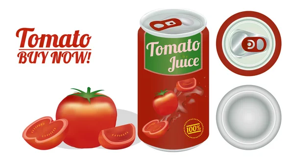 Jugo de tomate y lata — Vector de stock