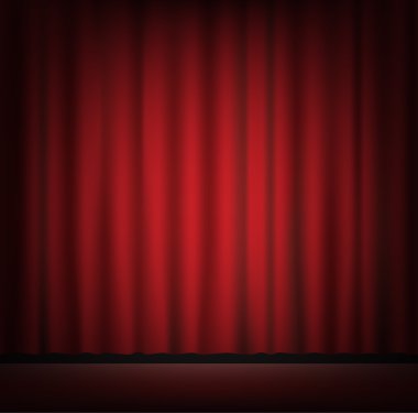 Kırmızı perde backgrond ile sahne