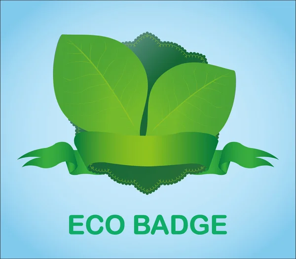 Groene blad Eco Badge — Stockvector