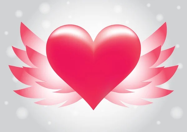 Roze hart vleugel vector — Stockvector