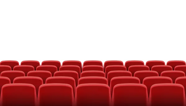 Rijen van rode bioscoop of theater zitplaatsen — Stockvector