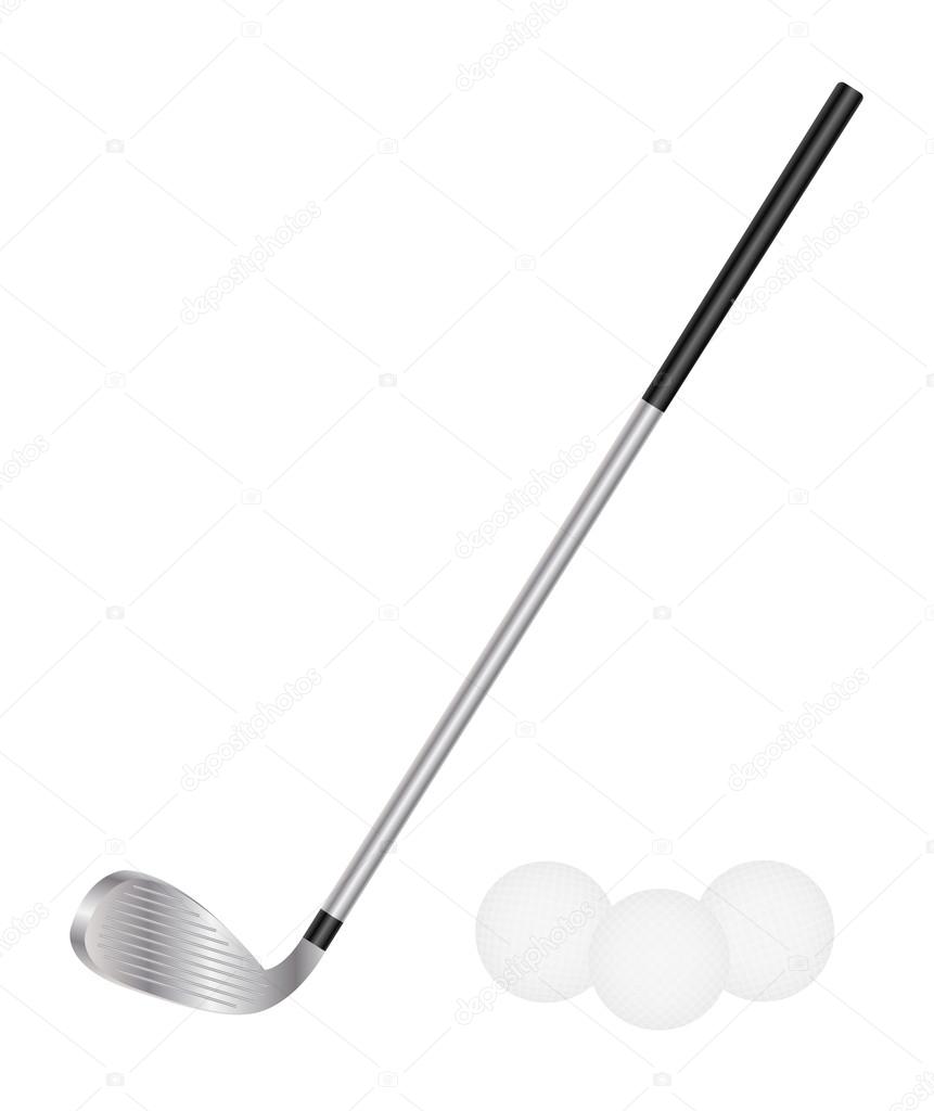 Golfschläger und Golfball - Vektorgrafik: lizenzfreie Grafiken