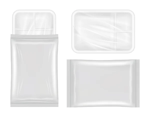 Beyaz polistiren ve plastik ambalaj mockup Üstten Görünüm